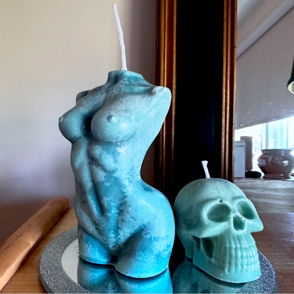 Urban Outfitters Blue Body and Skull Candle Set